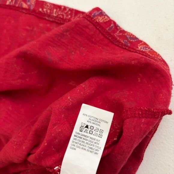 Lucky Brand T-Shirt Women's 2X Red Printed Short Sleeve Casual Printed Top - Picture 7 of 8